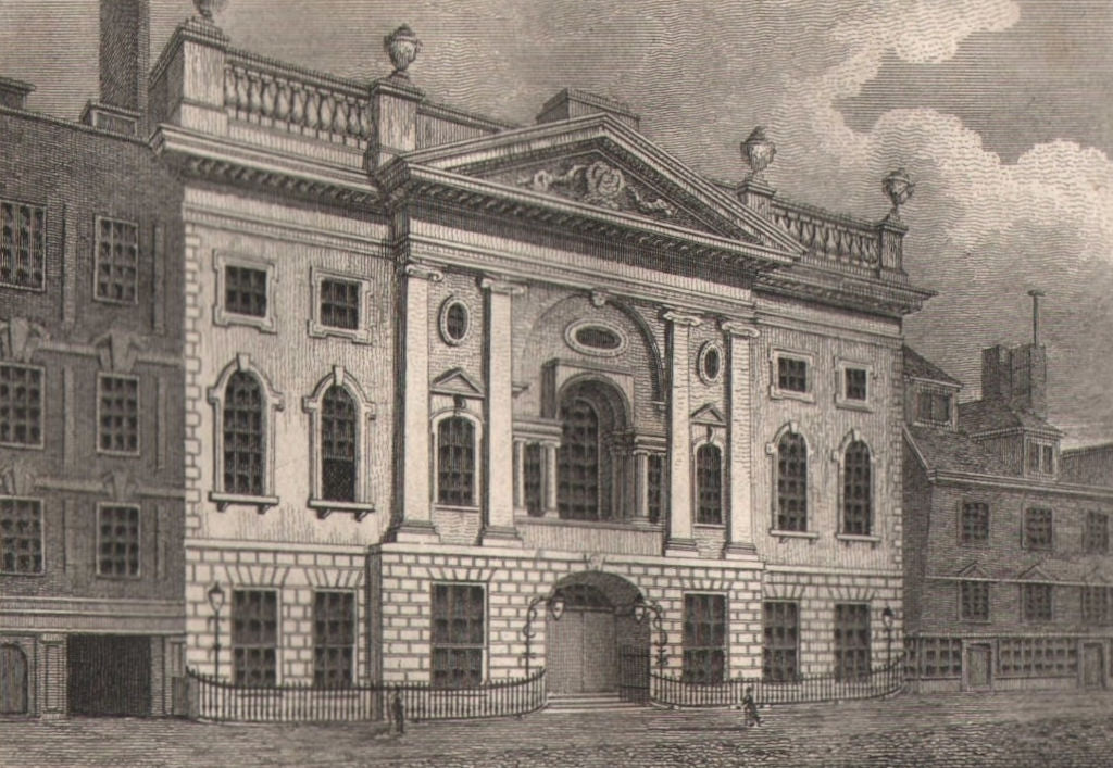 Ironmongers' Hall, London. Antique engraved print 1817 old